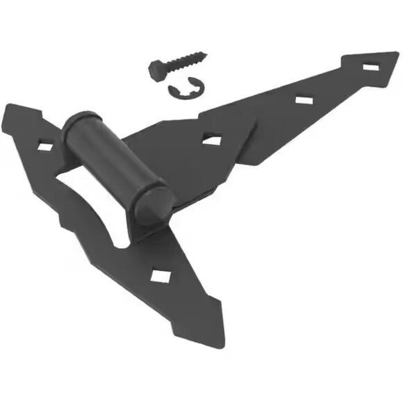 🇨🇦 BUILDER'S HARDWARE 2 Pack 8" Black Steel Ornamental T-Hinges - Picture 1 of 8